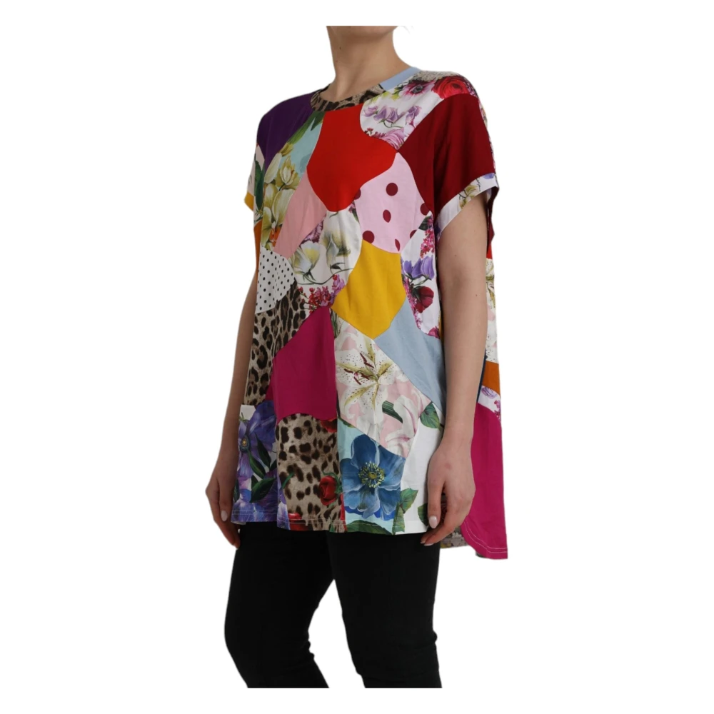 Dolce & Gabbana Patchwork Zijde-Katoen Blouse Top Multicolor Dames
