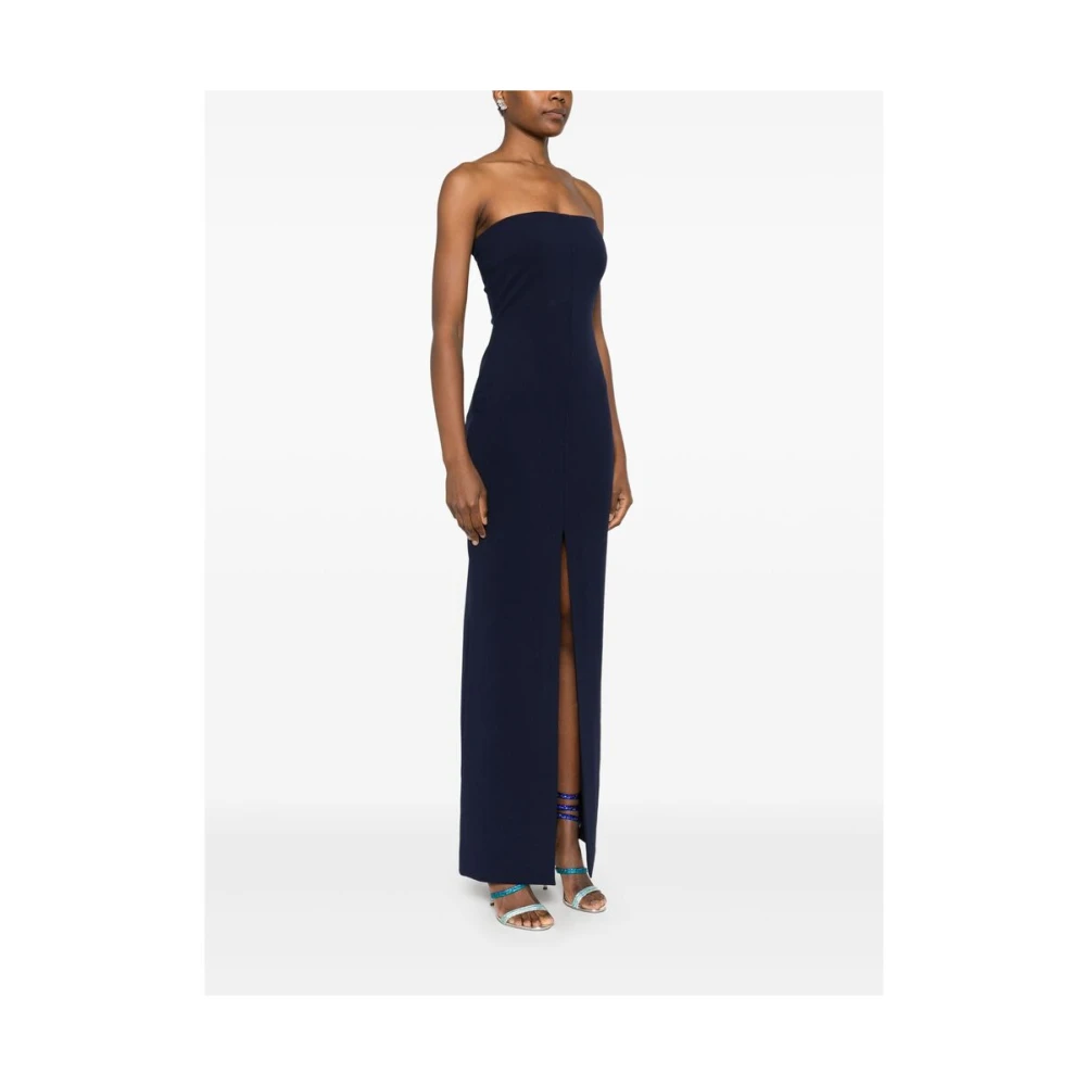 Solace London Navy Blue Strapless Dress Blue Dames