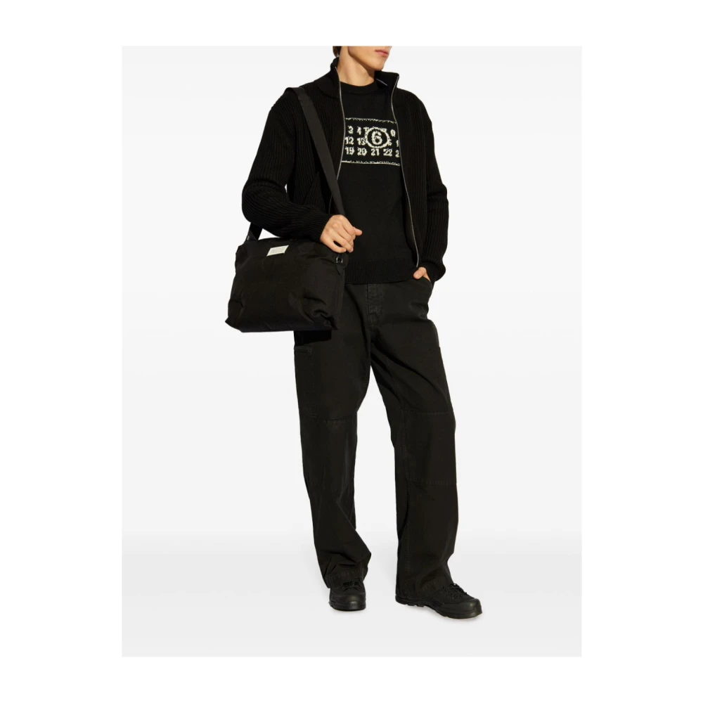 MM6 Maison Margiela Zwarte Canvas Wijde Pijp Broek Black Heren