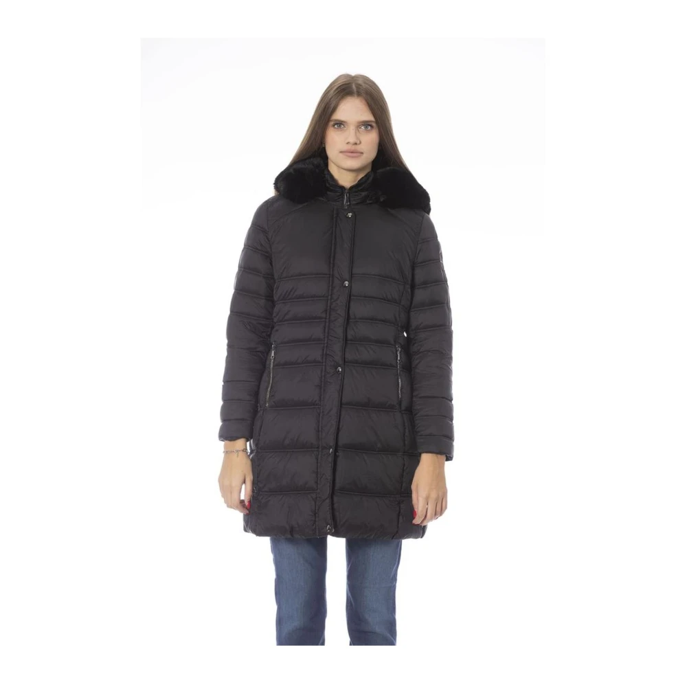 Baldinini Threaded Pocket Long Down Jacket Black, Dam