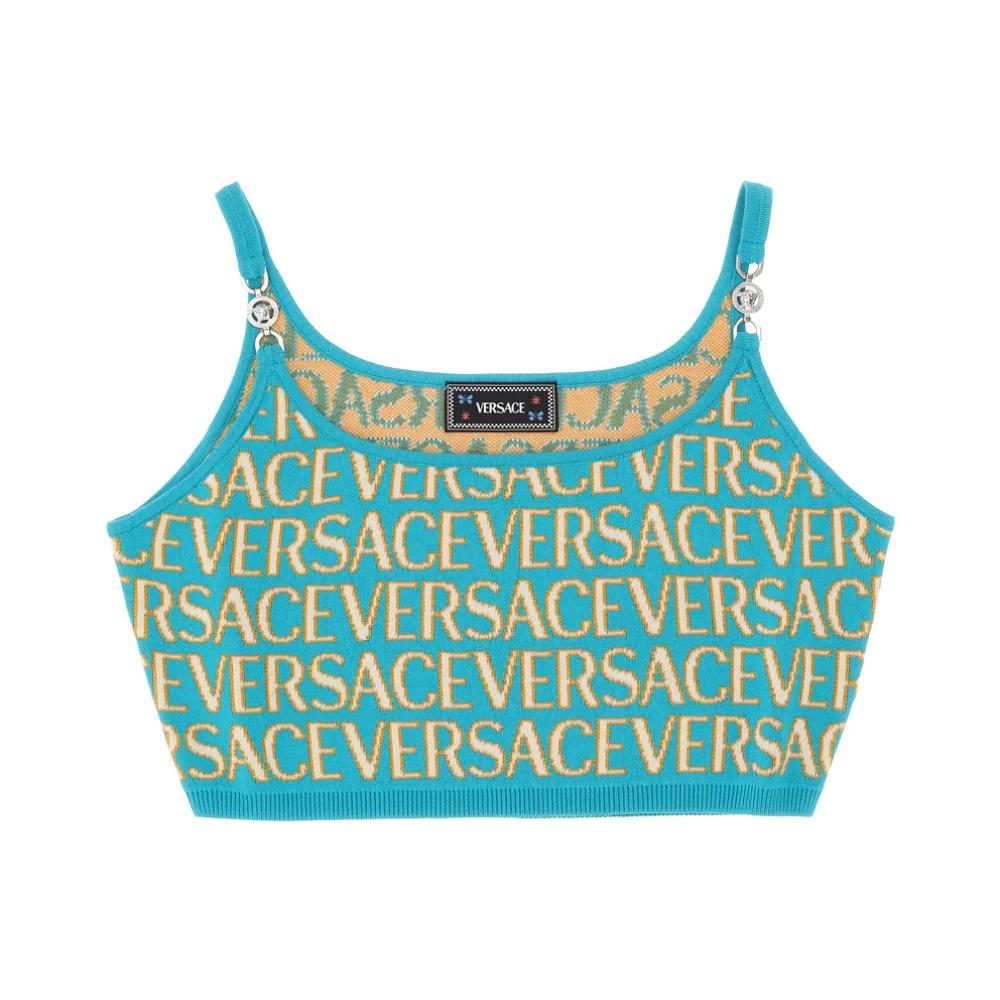 Versace Jacquard Gebreide Top Blue Dames