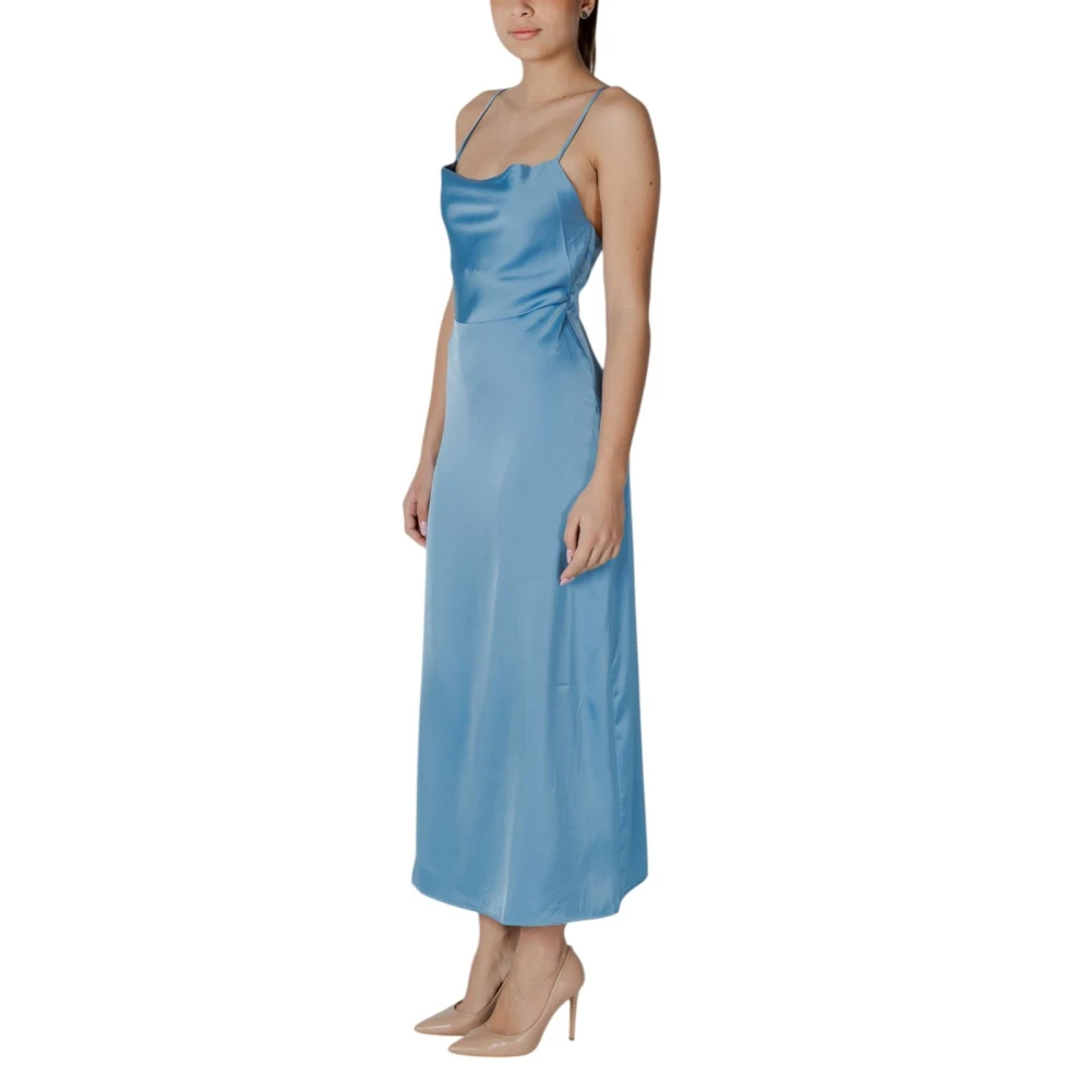 Vila Turquoise Zomerjurk met Vierkante Halslijn Blue Dames