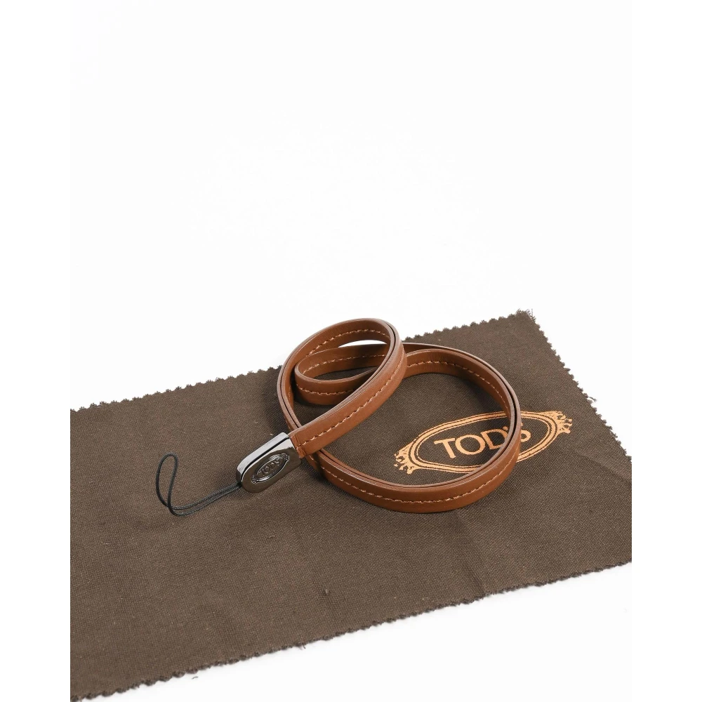 TOD'S Stijlvolle leren telefoonband met metalen details Beige Dames