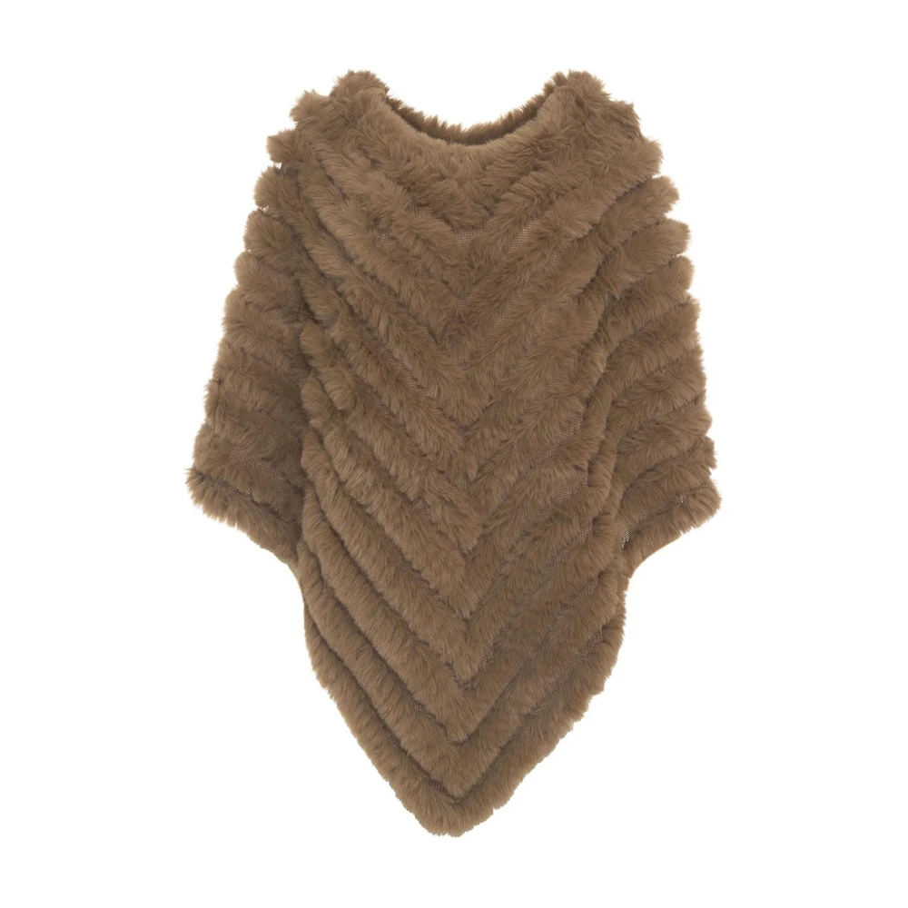 Blugirl Bruine Faux Fur Poncho Aw24 Brown Dames