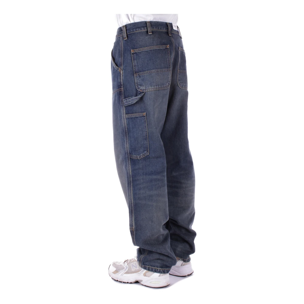 Carhartt WIP Logo Jeans met knoopsluiting Blue Heren
