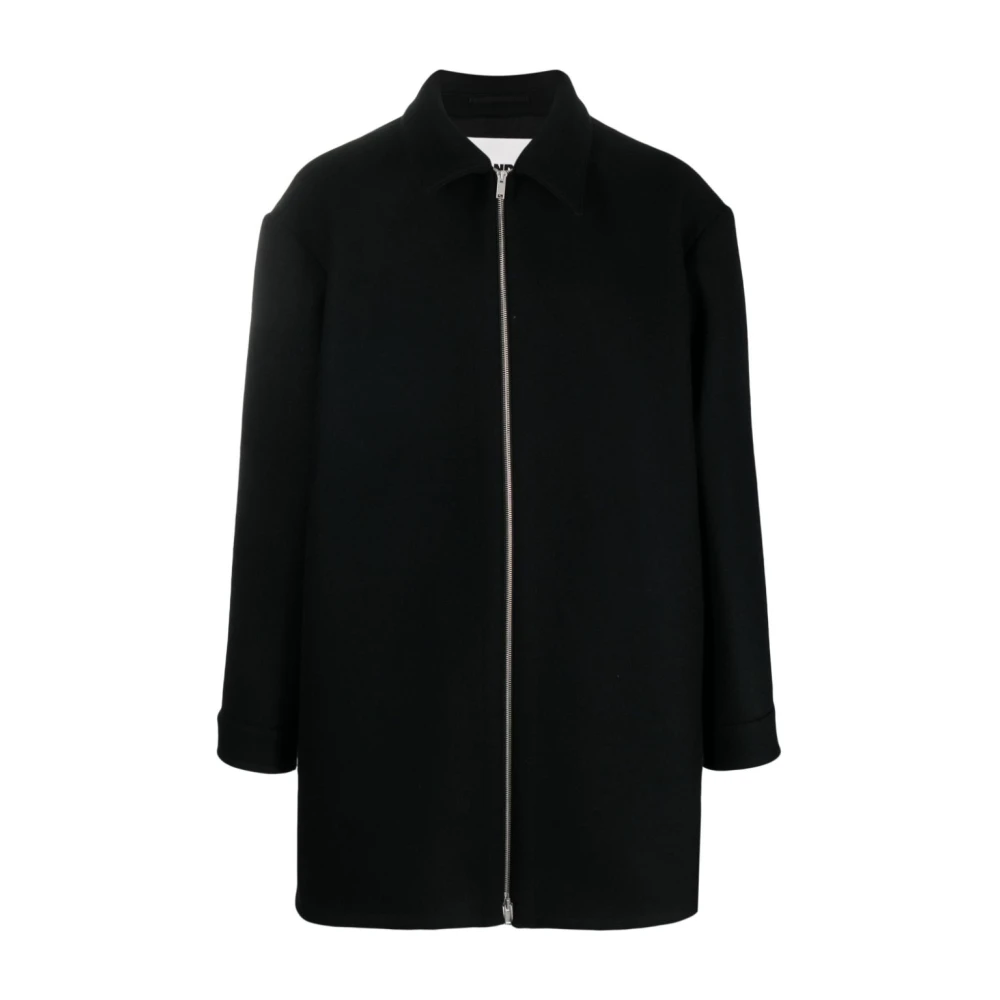 Jil Sander Zwarte wollen jas Black Heren