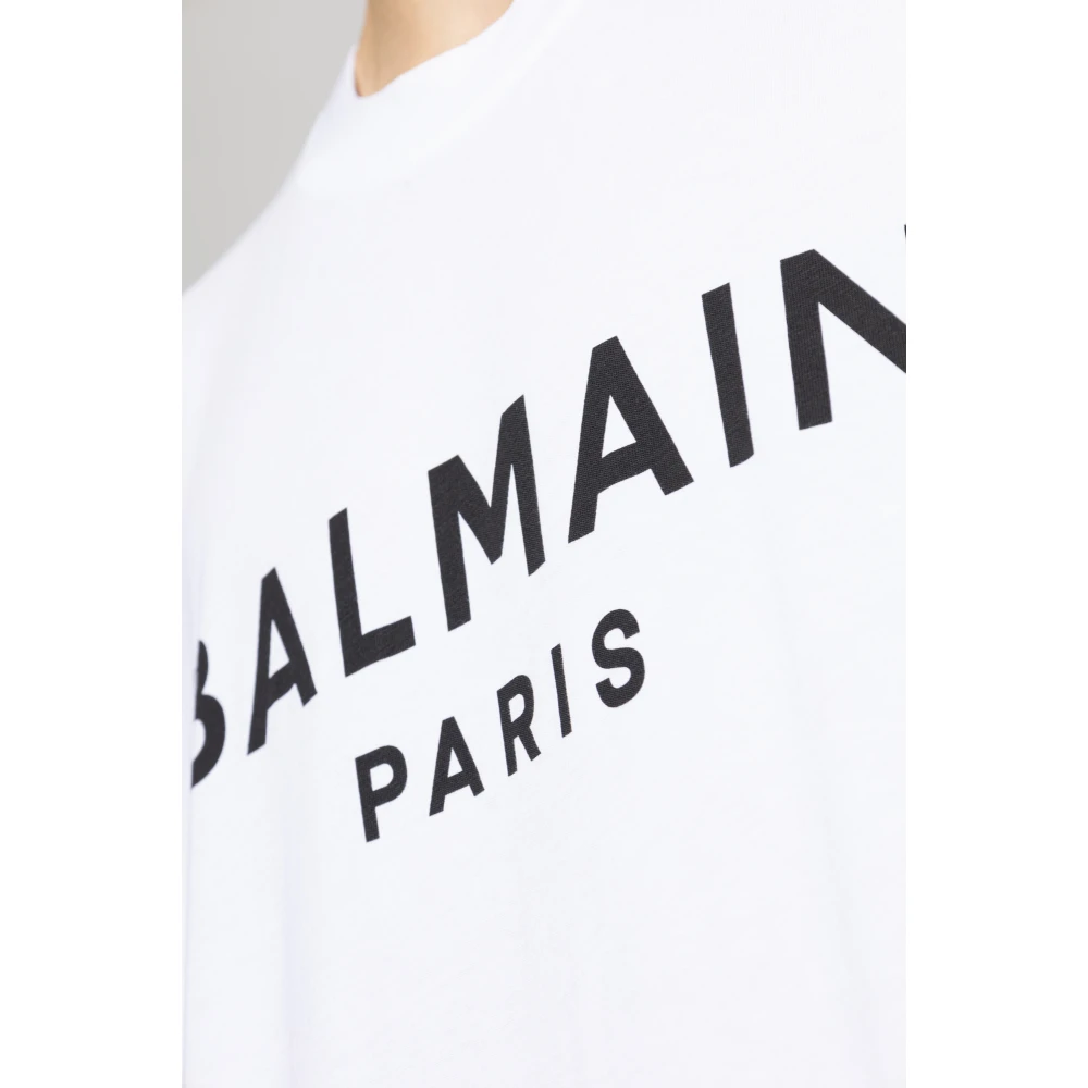 Balmain T-shirt met logo-opdruk en ronde hals White Heren