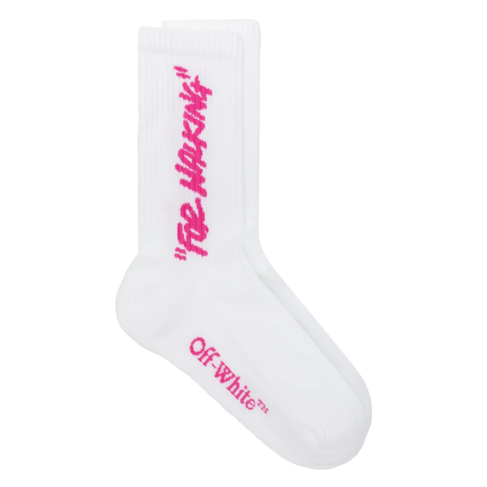 Off White Citaat Mid Calf Sokken White Dames