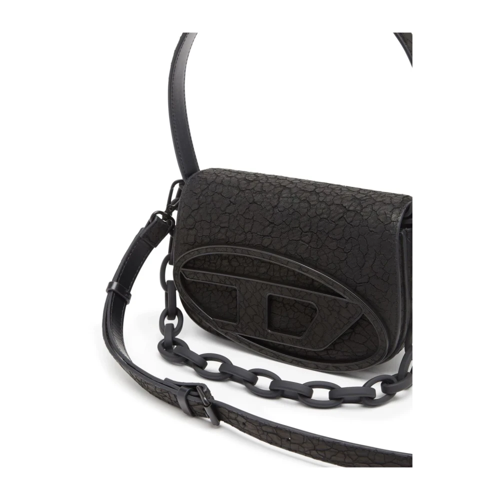 Diesel Mat Effect Kettinghandvat Schoudertas Black Dames