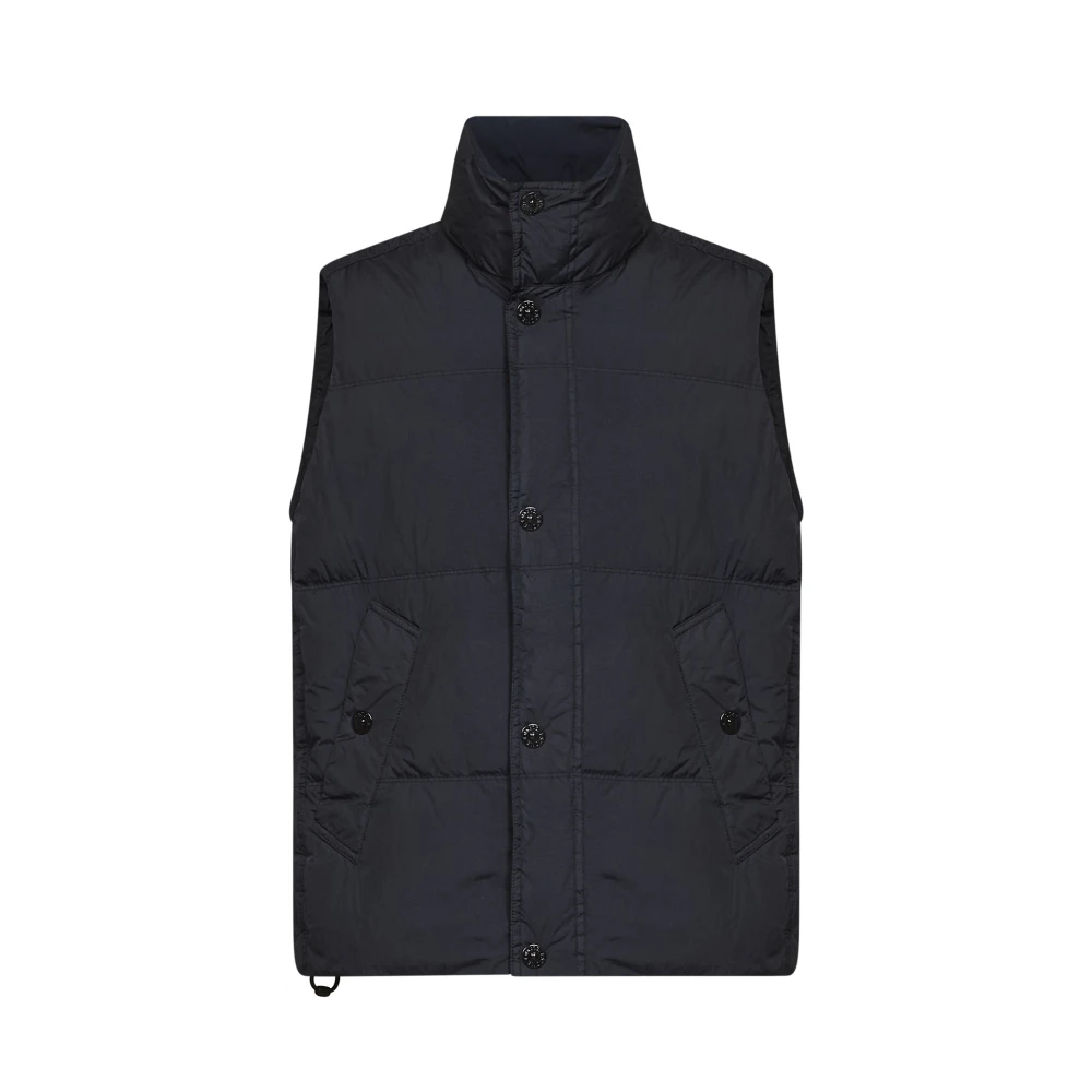 Stone Island Nylon Down Vest - Male - Waistcoats - Blue - L - Jackets