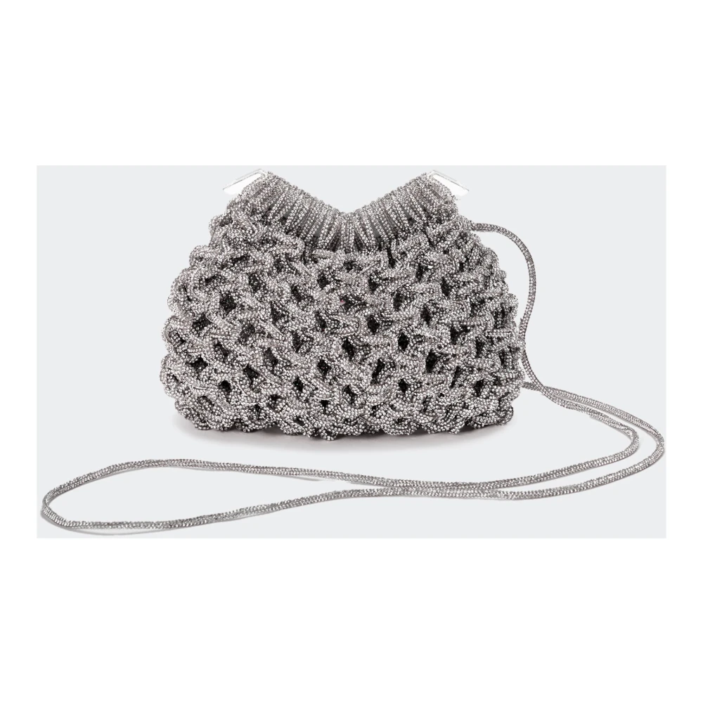 Hibourama Handgemaakte Kristallen Mini Clutch Gray Dames