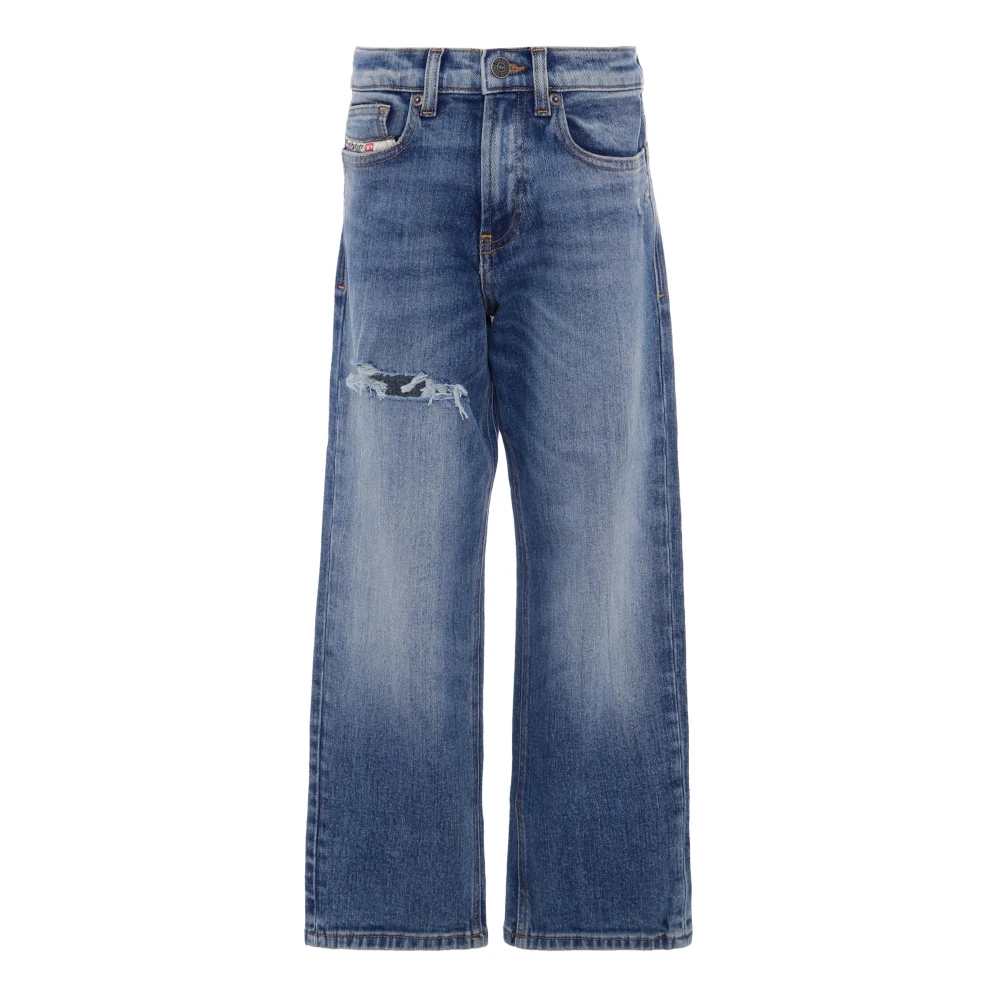 Diesel Unisex Kids Blue Jeans, 6 Y, Denim Sporty Jeans With Logo Patches