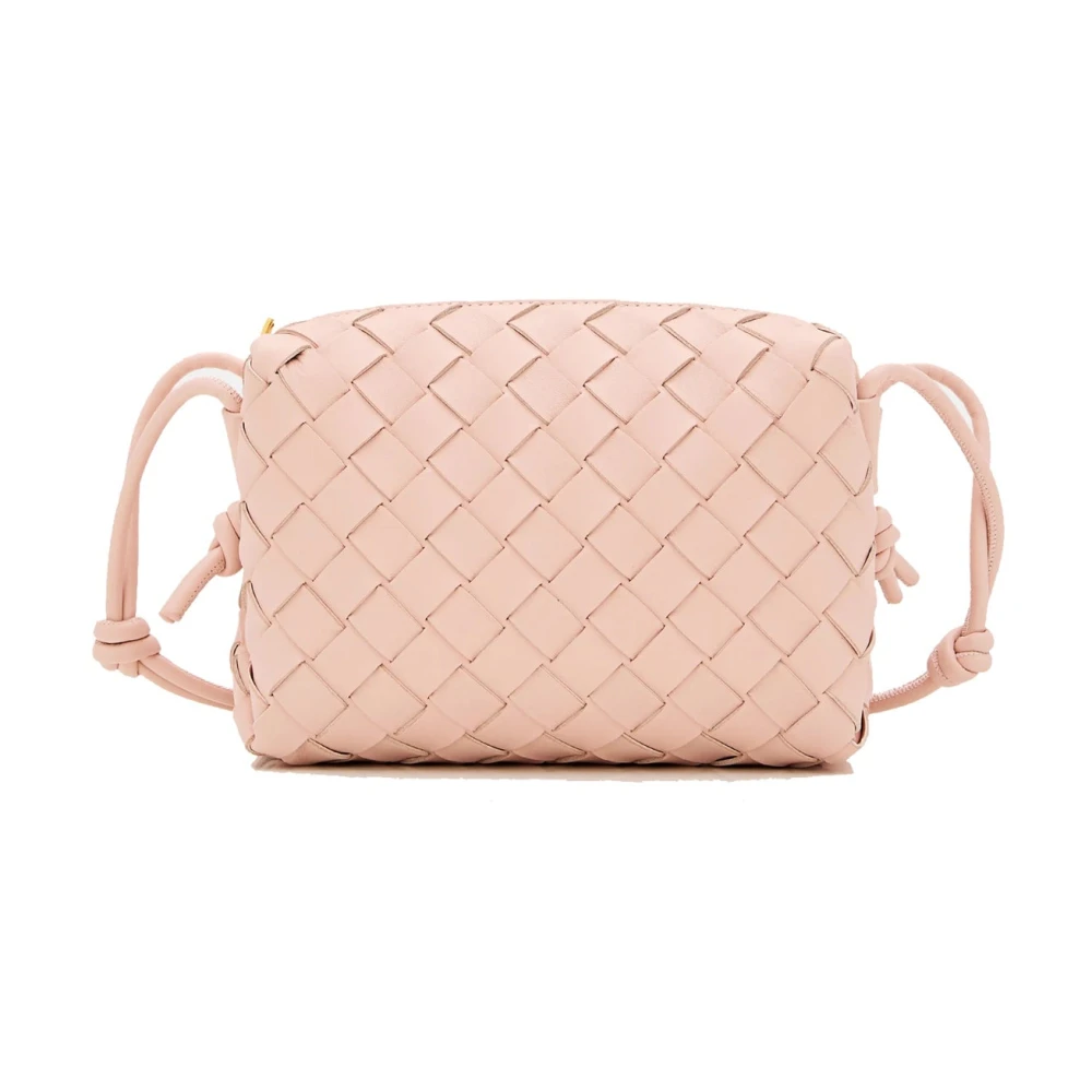 Bottega Veneta Roze Lamsskin Tas met Knoopdetails Pink Dames
