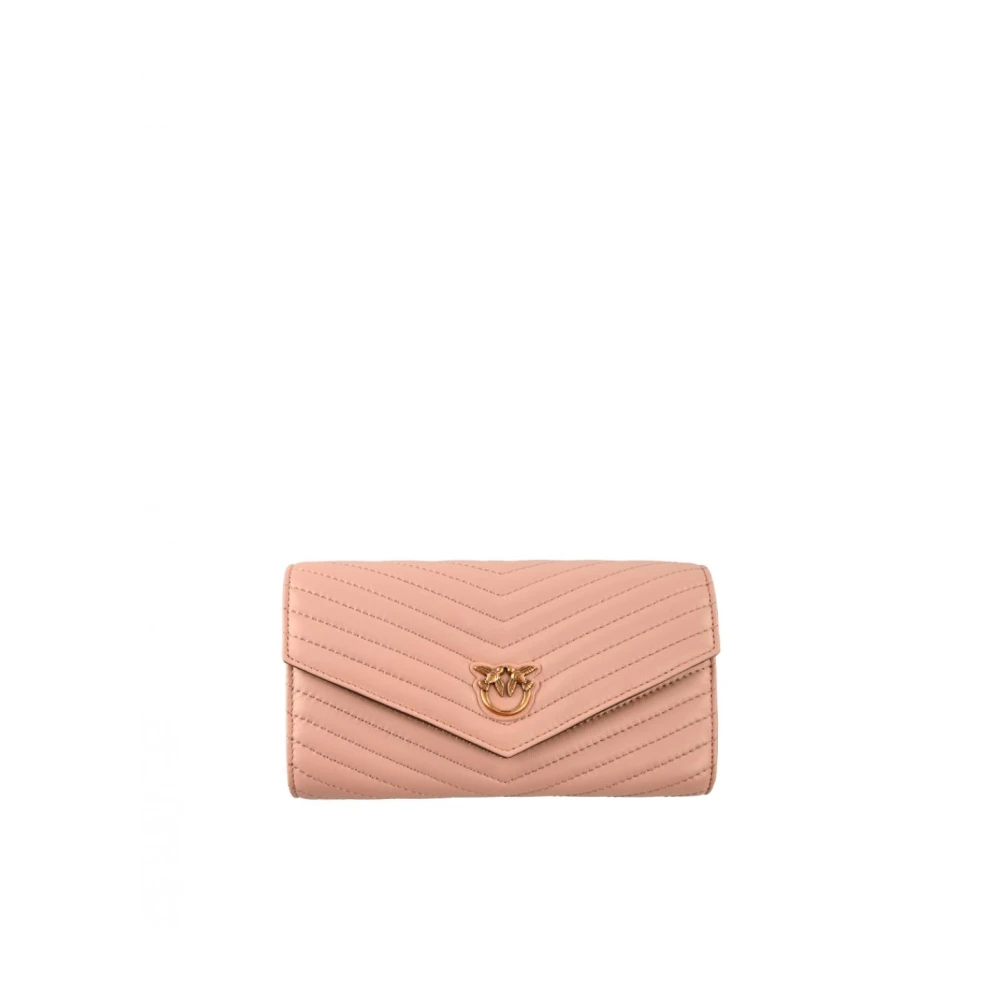 Pinko Leren portemonnee en kaarthouder Love Click Pink Dames