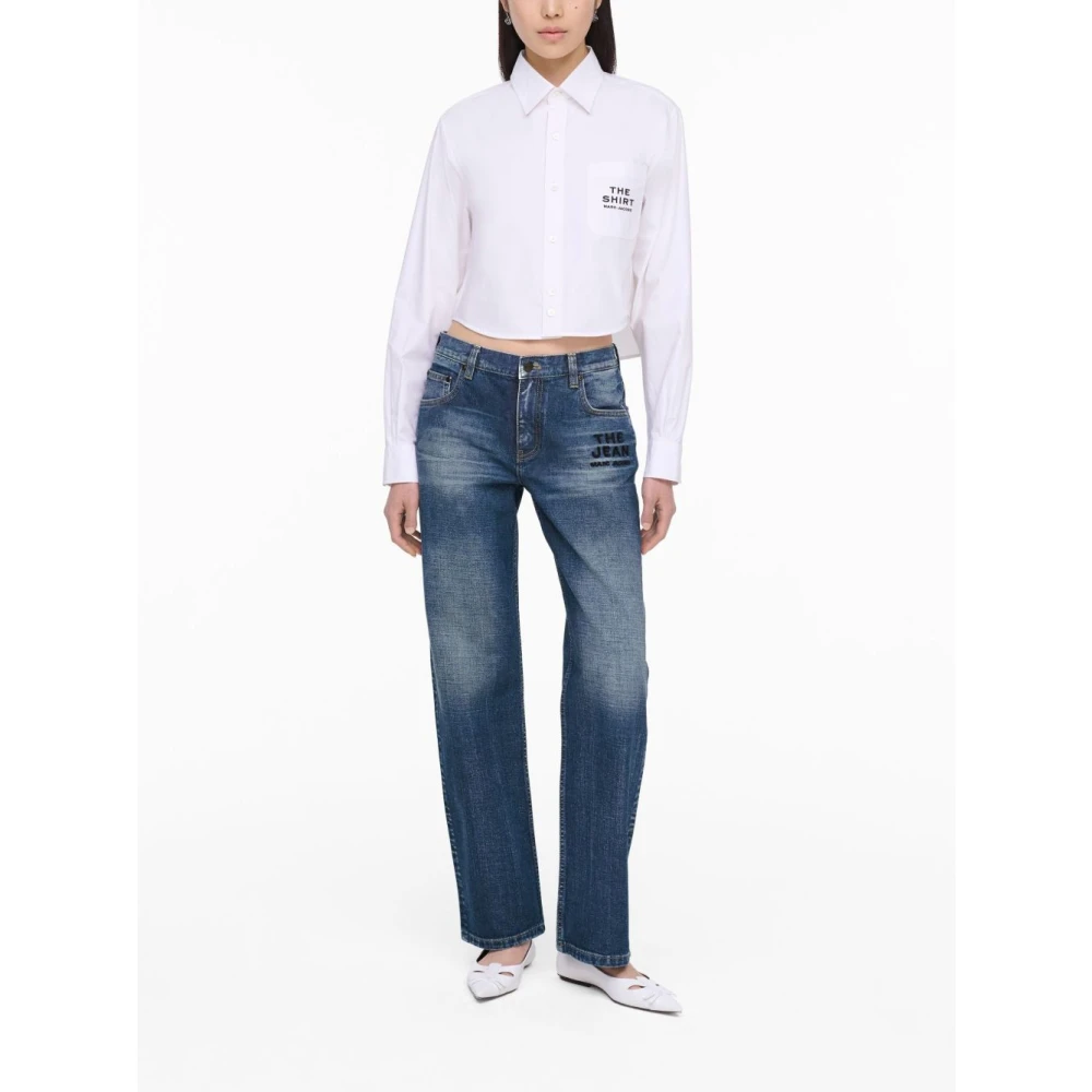 Marc Jacobs Indigo Denim Straight-Fit Jeans met Borduurwerk Blue Dames