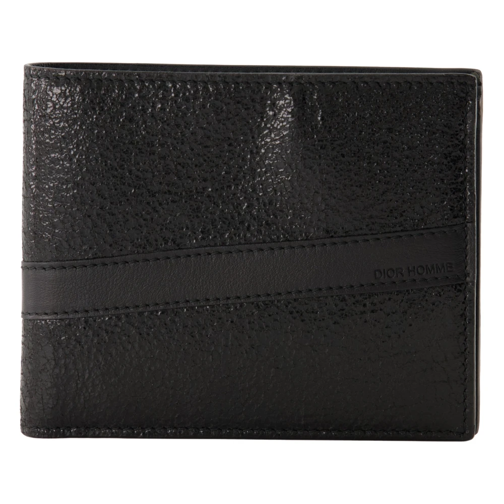 Dior Portemonnee van gestructureerd leer met klep Black Heren