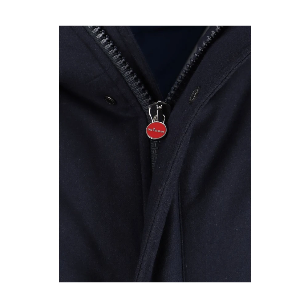 Kiton Kasjmier donsjack met capuchon Blue Heren