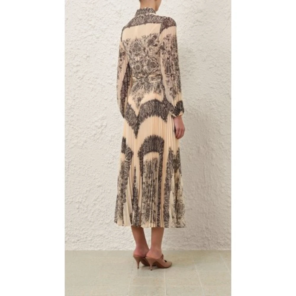 Zimmermann Paisley Plooirok Midi Rok Beige Dames