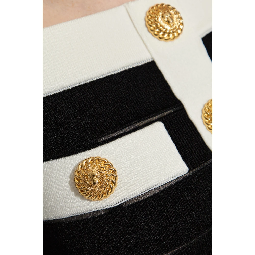 Balmain Crop Top met Knopen Black Dames