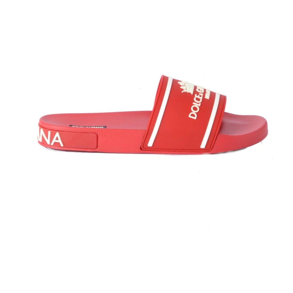 Dolce & Gabbana Milano Crown Flip Flops Platform Red, Herr