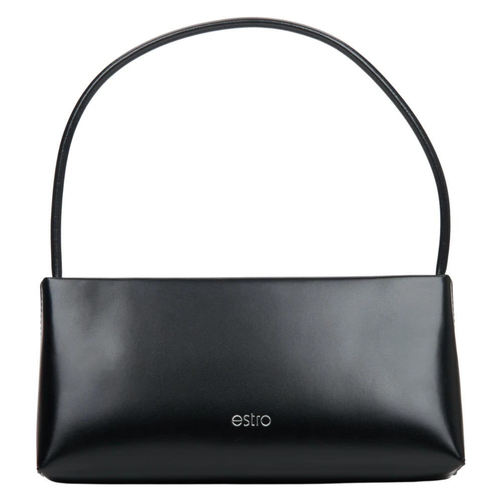 Estro Dames Zwarte Leren Schoudertas Er00114445 Black Dames