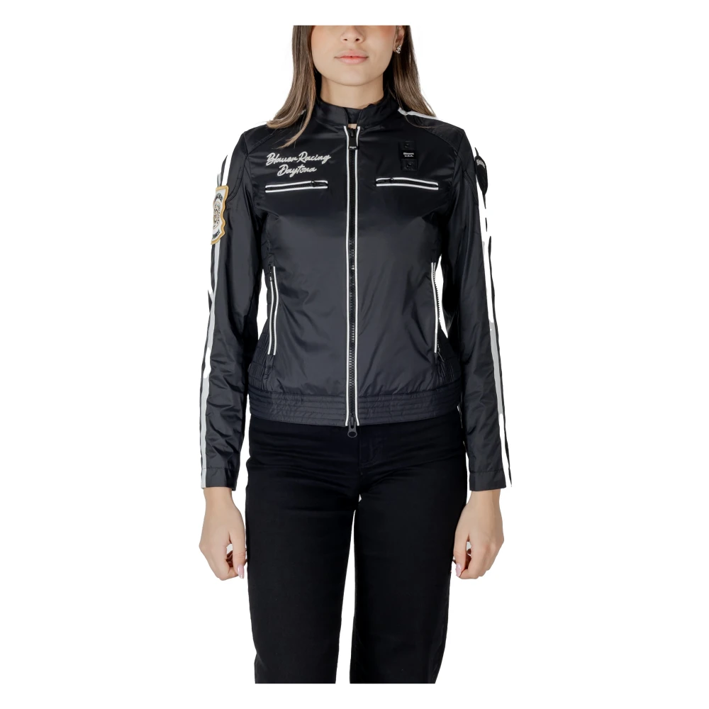 Blauer Nylon Damesjassen Collectie Black Dames