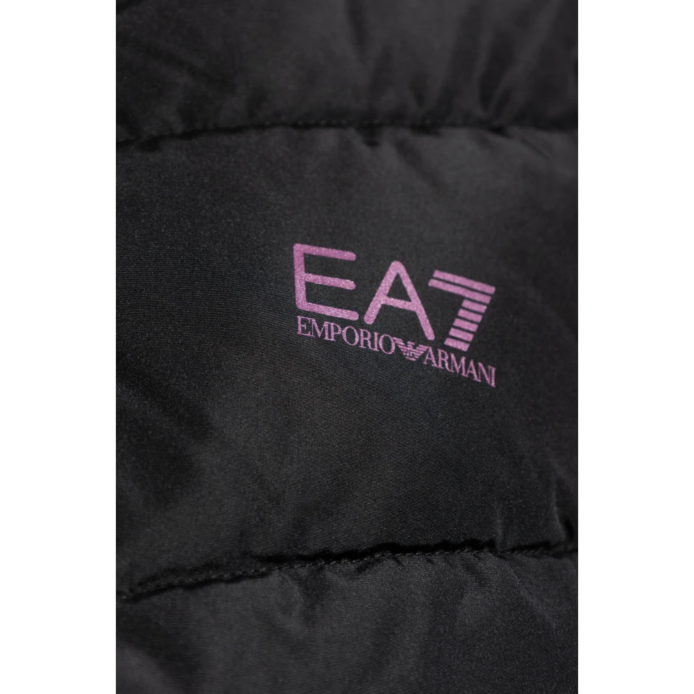 Emporio Armani EA7 Gewatteerde jas met capuchon Black Dames
