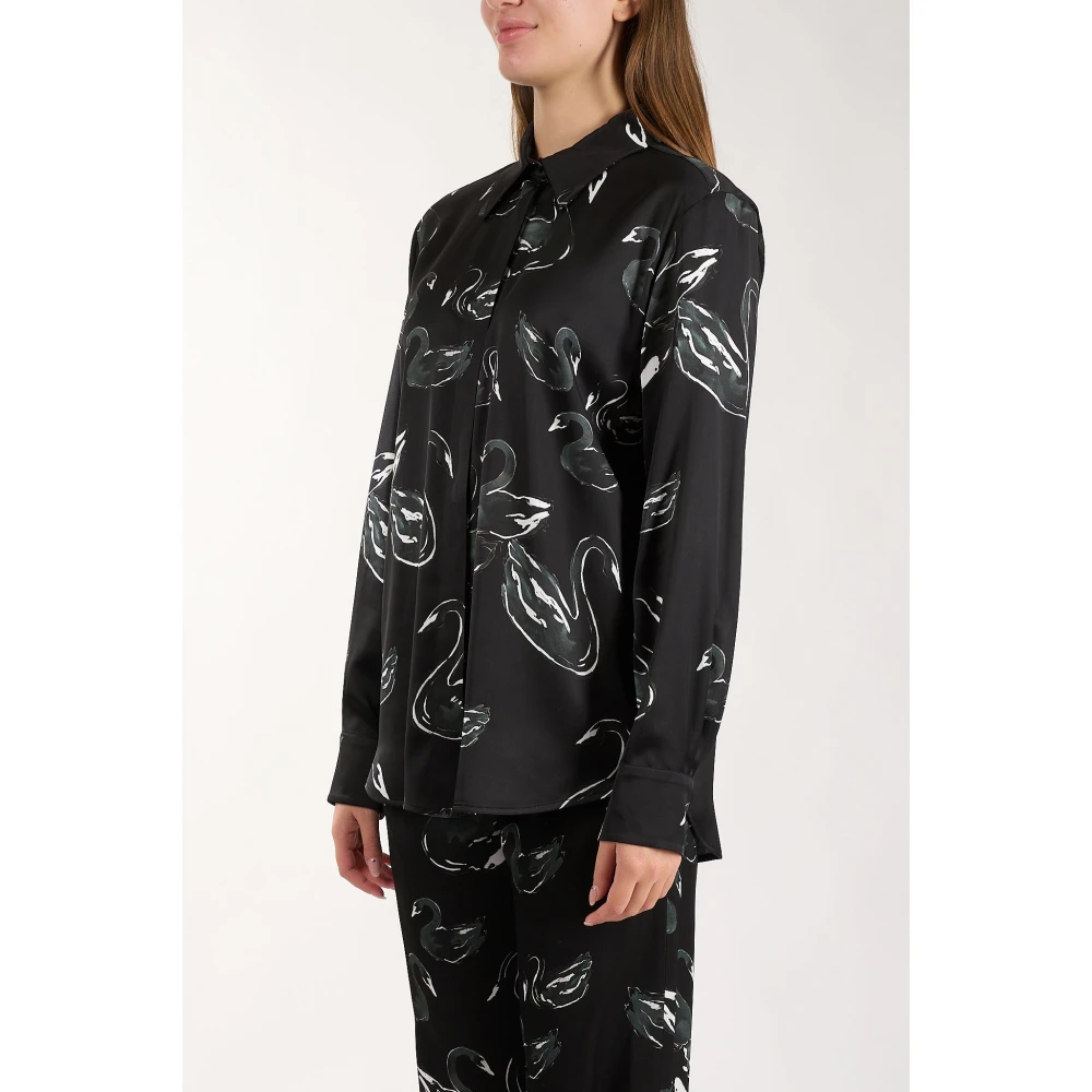 Msgm Gedrukte satijnen overhemd Black Dames