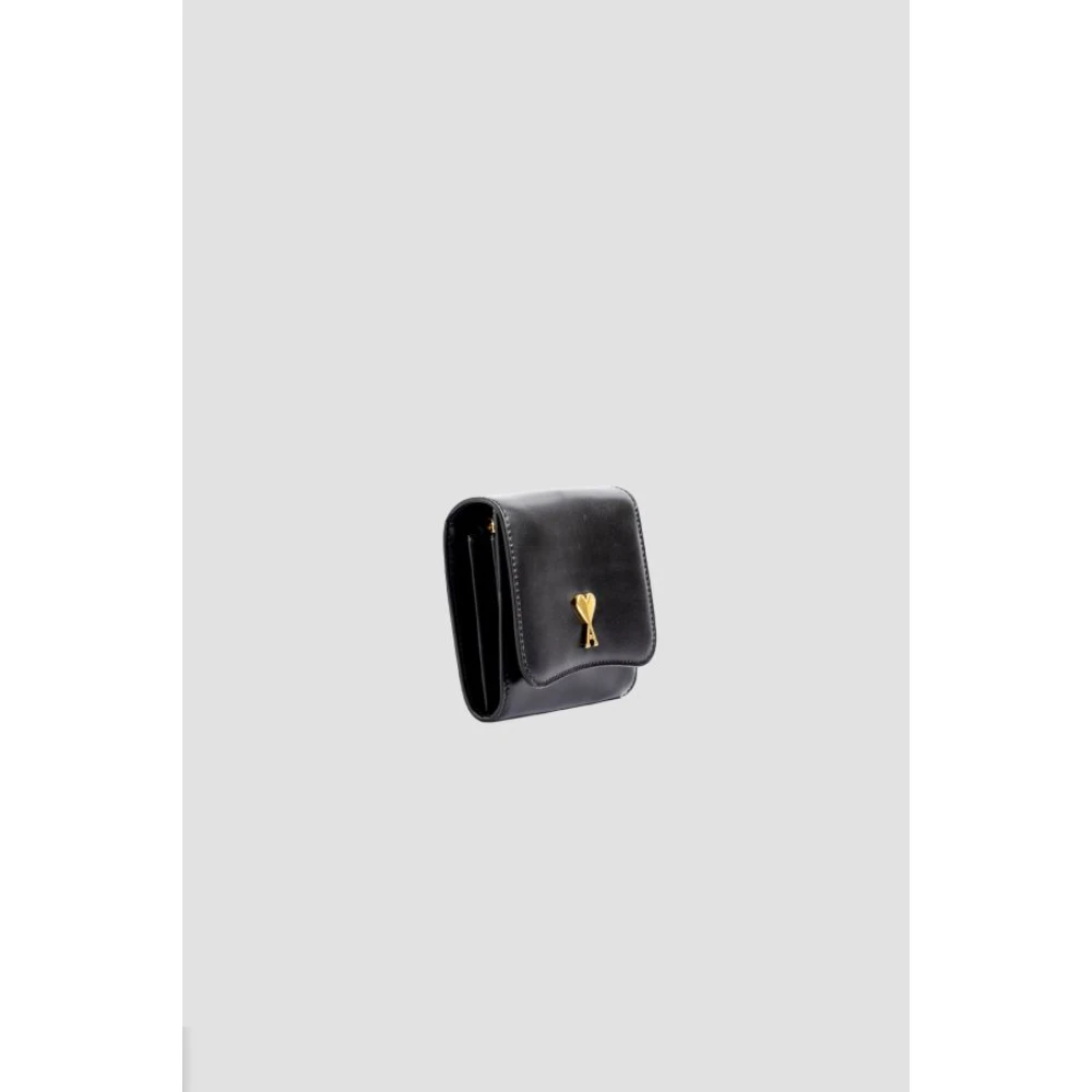 Ami Paris Compacte Zwarte Paris Portemonnee Black Dames
