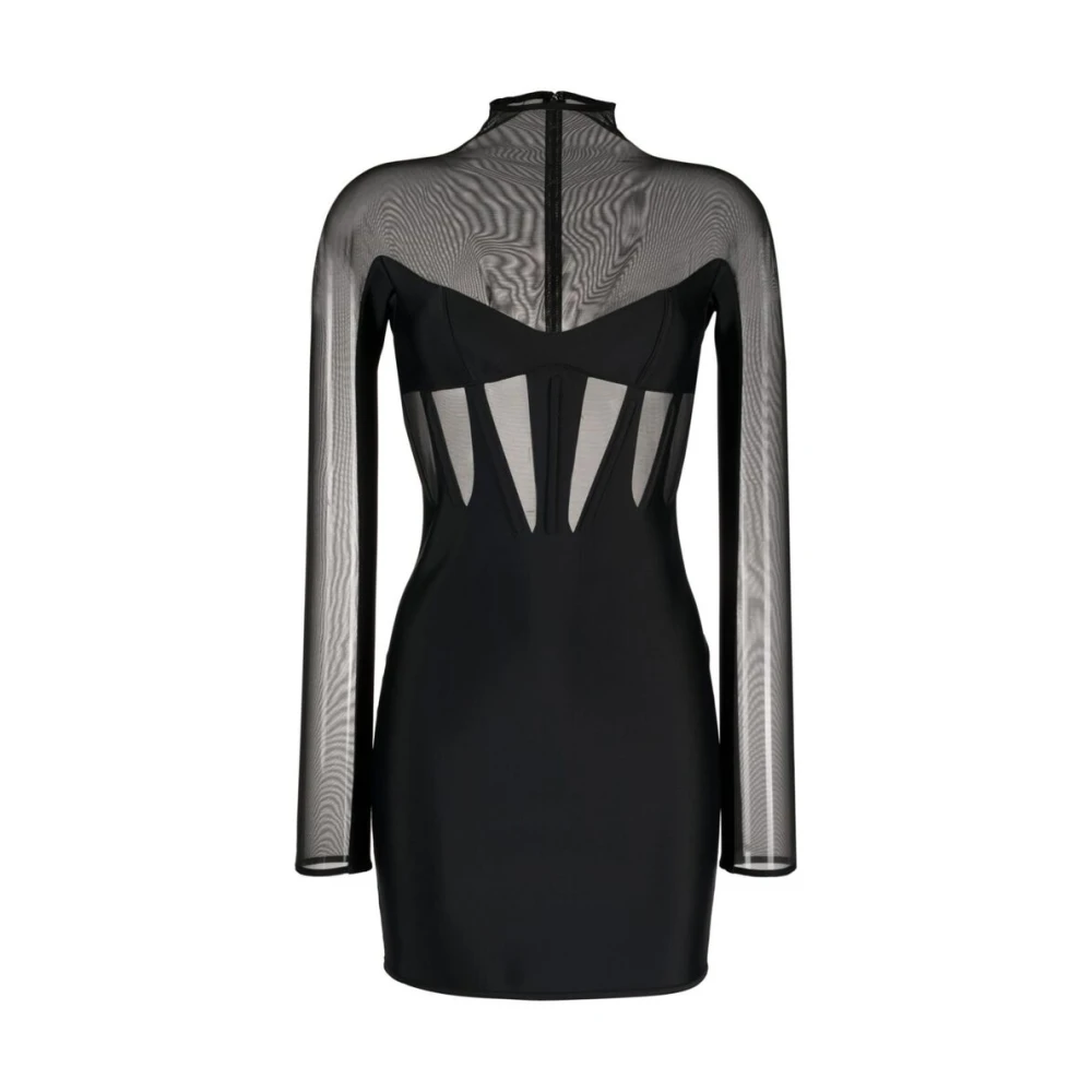 Mugler Zwarte Cut-Out Hoge Hals Jurk Black Dames