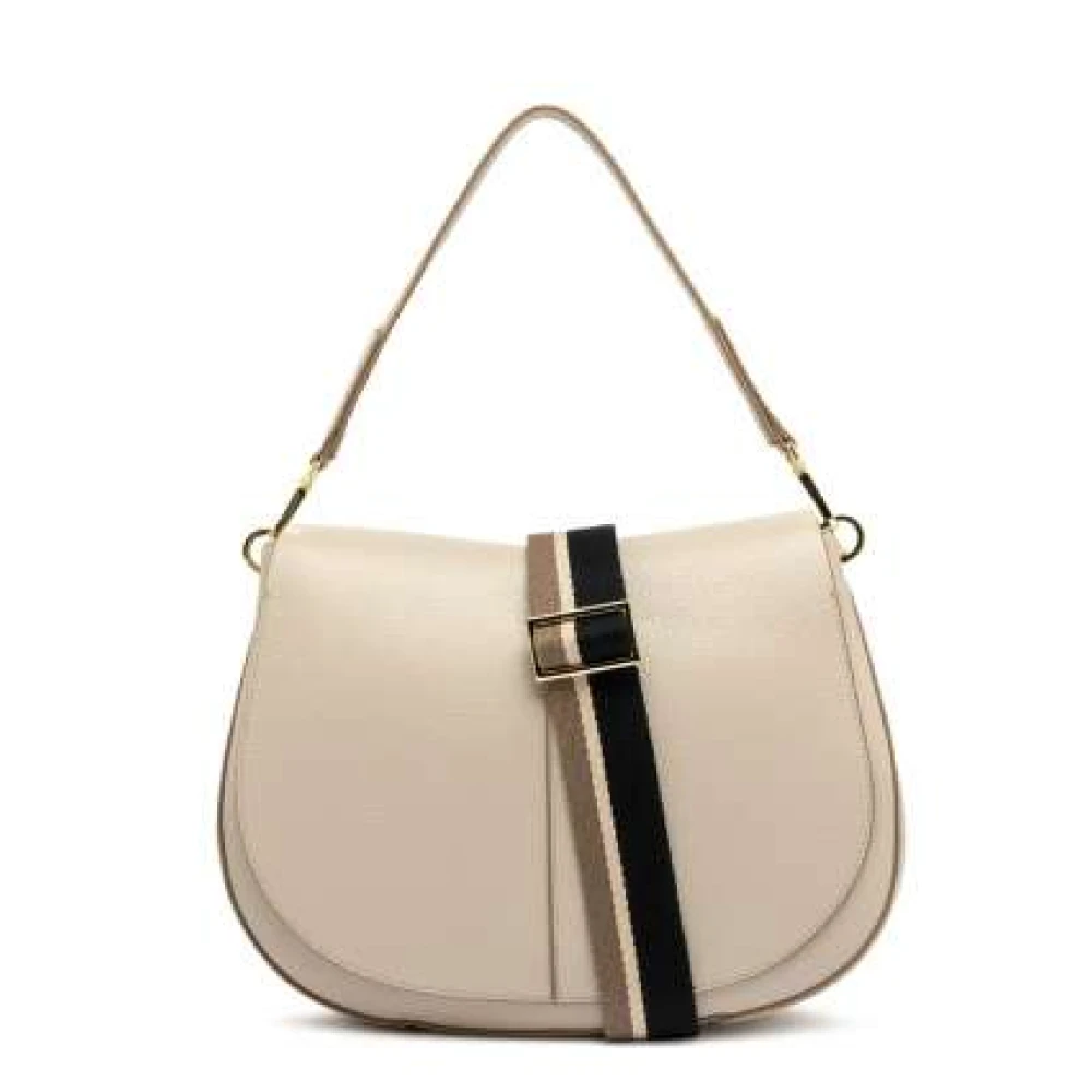 Gianni Chiarini Gestructureerde leren schoudertas Beige Dames