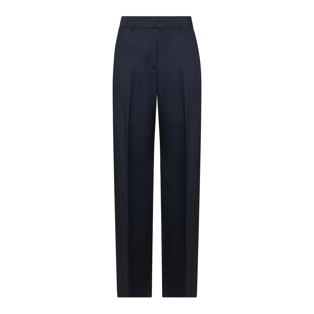 Max Mara Weekend Blauwe Weekendbroek met Geribbelde Tailleband Blue Dames