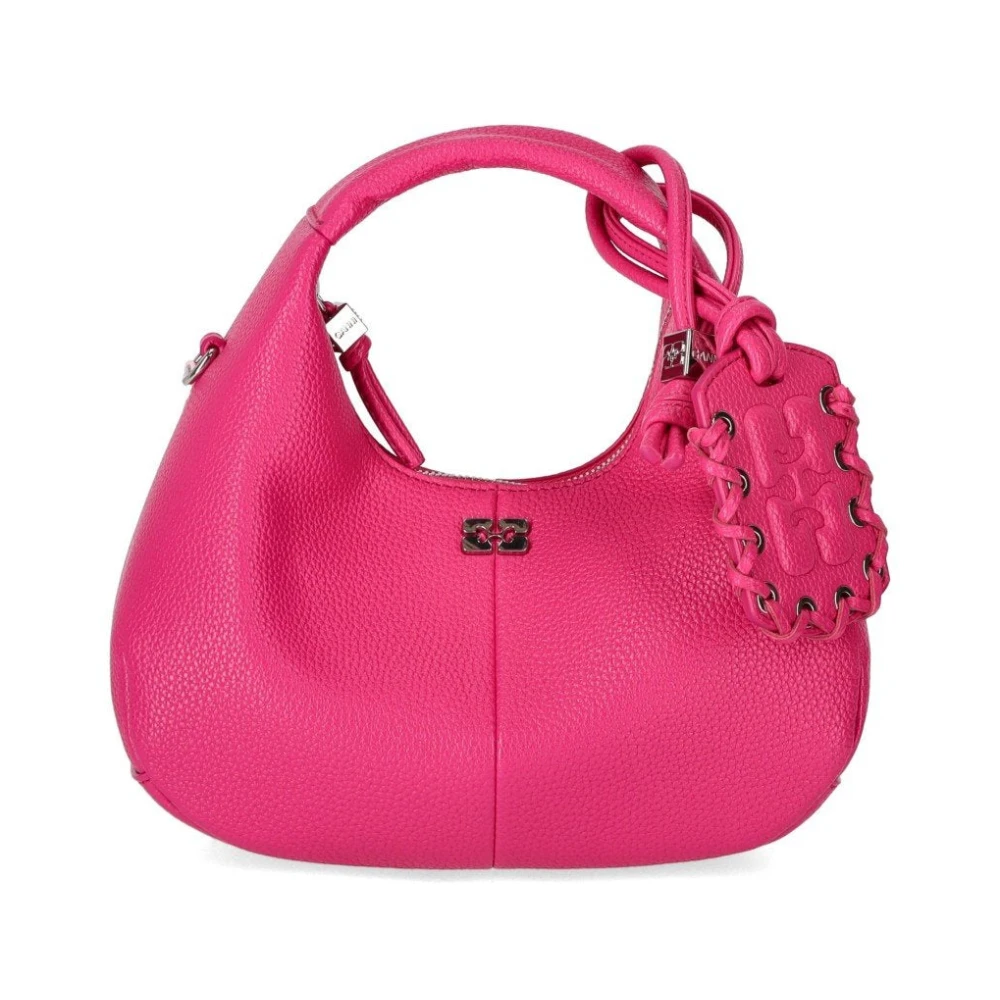 Ganni Women's Pink Mini Hobo Handbag - Handbags - One Size - Bags