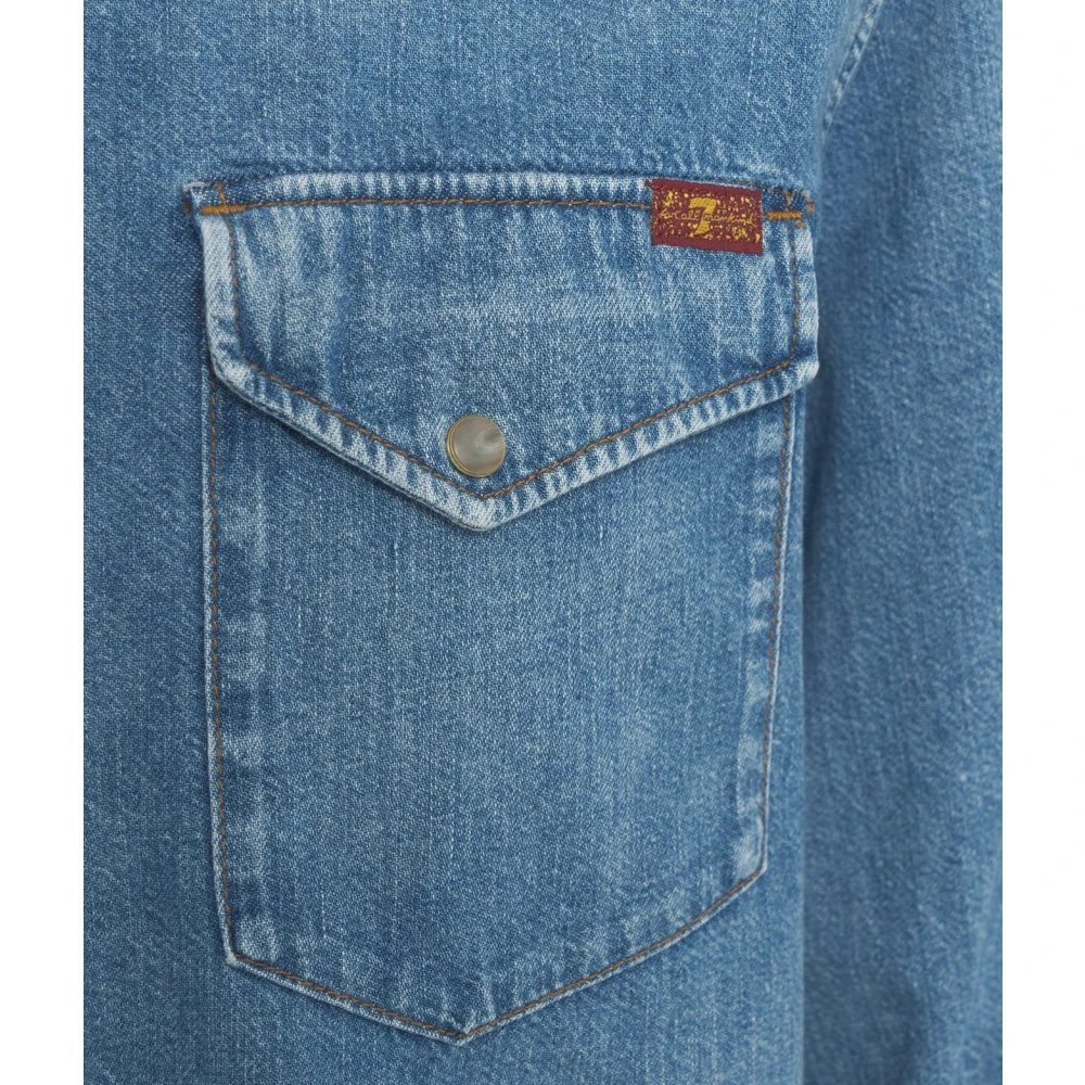7 For All Mankind Overhemd van denim Blue Heren