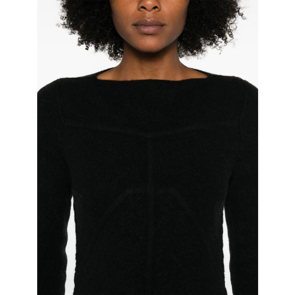 Rick Owens Zwarte Gebreide Alpaca Wollen Lange Jurk Black Dames