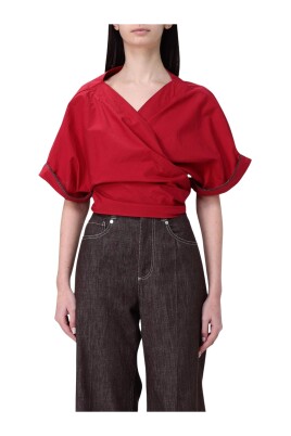red-v-neck-wrap-top-short-sleeves