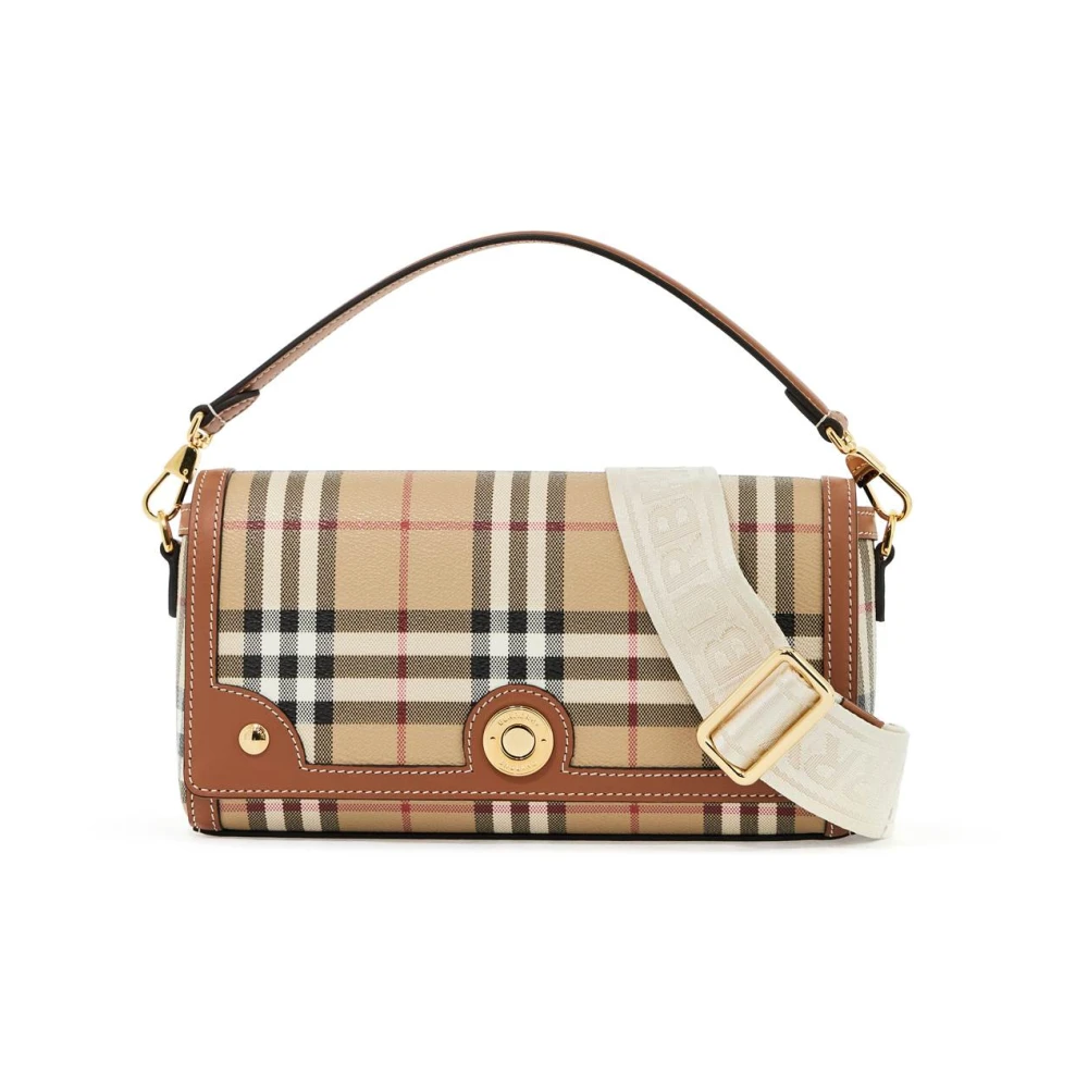 Burberry Skulderväska i Eco-Läder med Rutmönster Beige, Dam