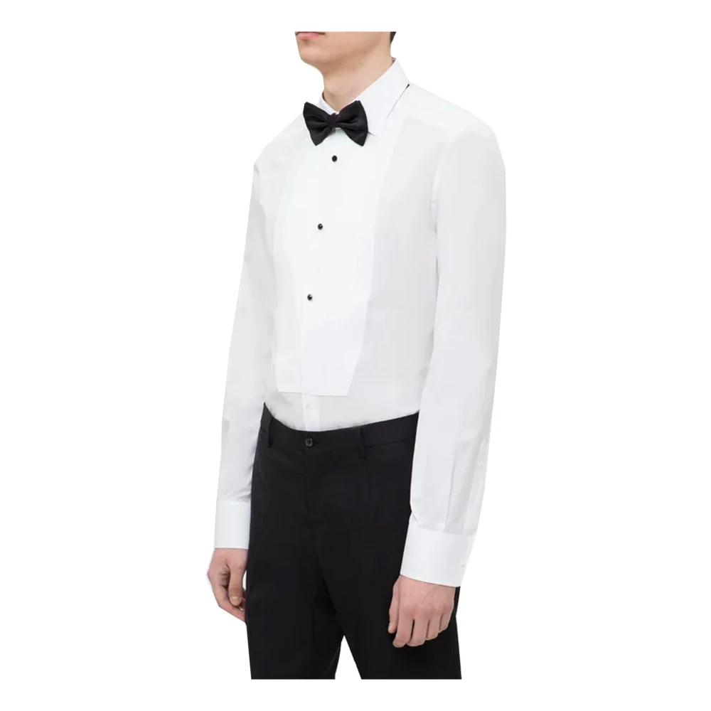 Dolce & Gabbana Witte Katoenen en Zijden Overhemd voor Heren White Heren