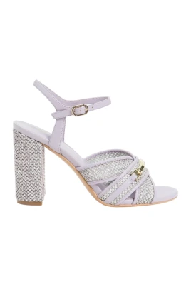 Lila Raffia Högklackade Sandaler