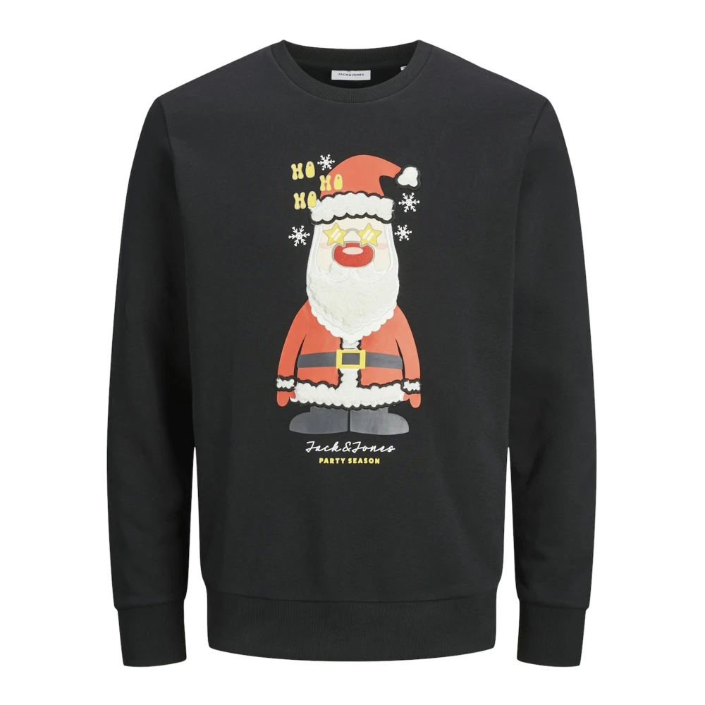 jack & jones Kerst Jolly Sweatshirt met Lange Mouwen Black Heren