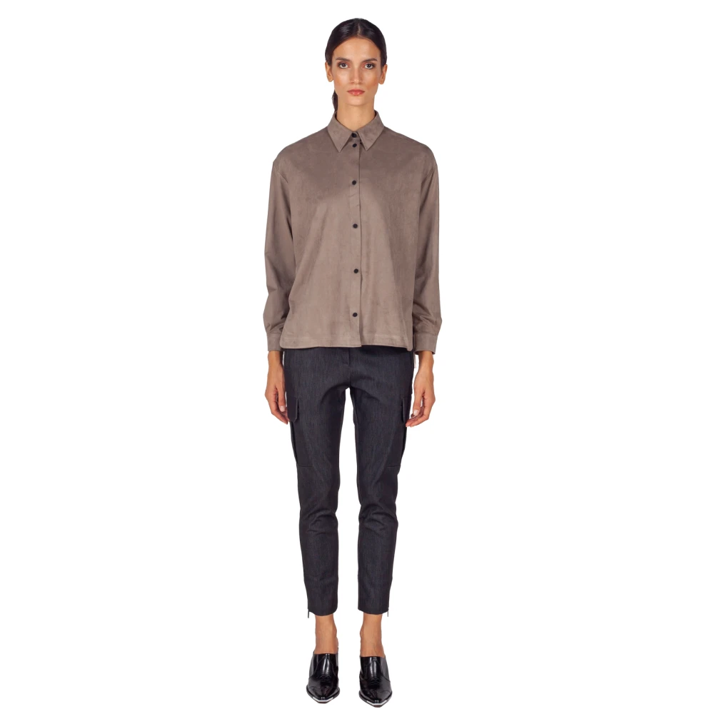 RRD Fleece Suede-effect Stretch Blouse Beige Dames