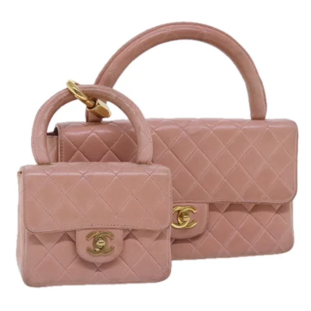 Chanel Vintage Pre-owned Leather handbags Pink Dames