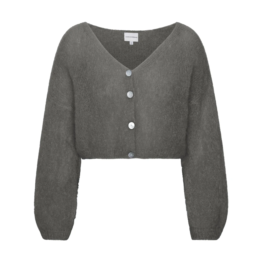 American Dreams Mohair Cropped Cardigan i Grå Gray, Dam