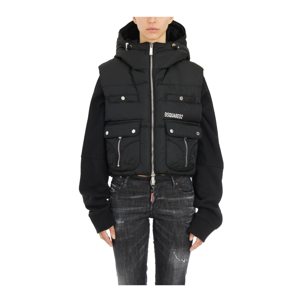 Dsquared2 Gewatteerd Multipocket Vest Black Dames