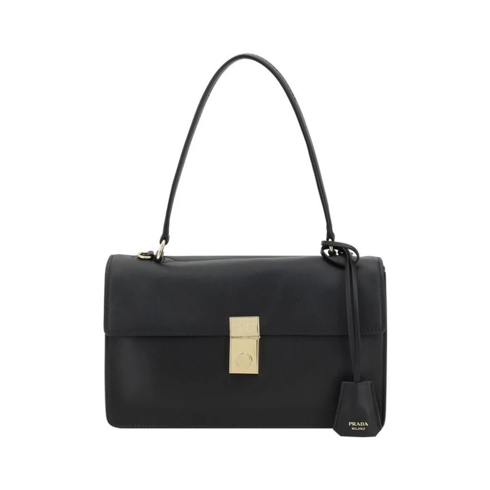 Prada Women's Black Modern Geometric Shoulder Bag