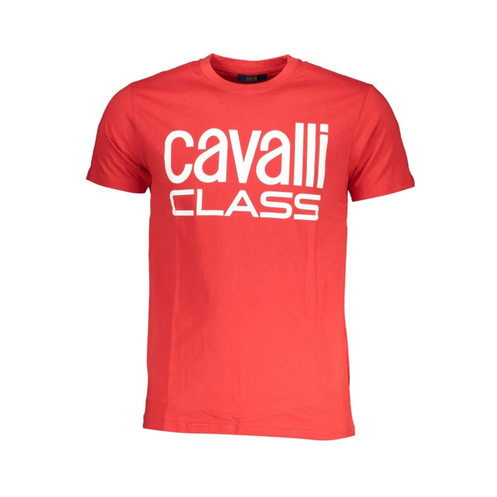Cavalli Class Rood Katoen Print Logo T-Shirt Red Heren