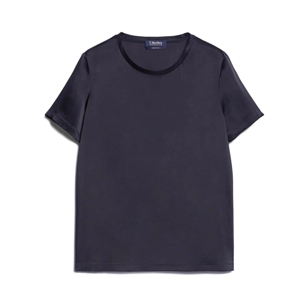 Max Mara Blauwe Zijden Top Elegant Korte Mouw Blue Dames