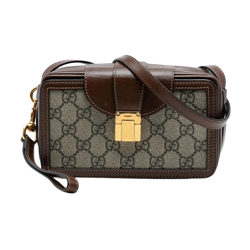 Gucci Vintage Women's Brown Pre-Owned Structured Top Handle Bag
