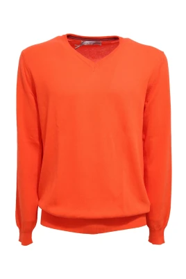 Grå Bomullsweater med V-ringning