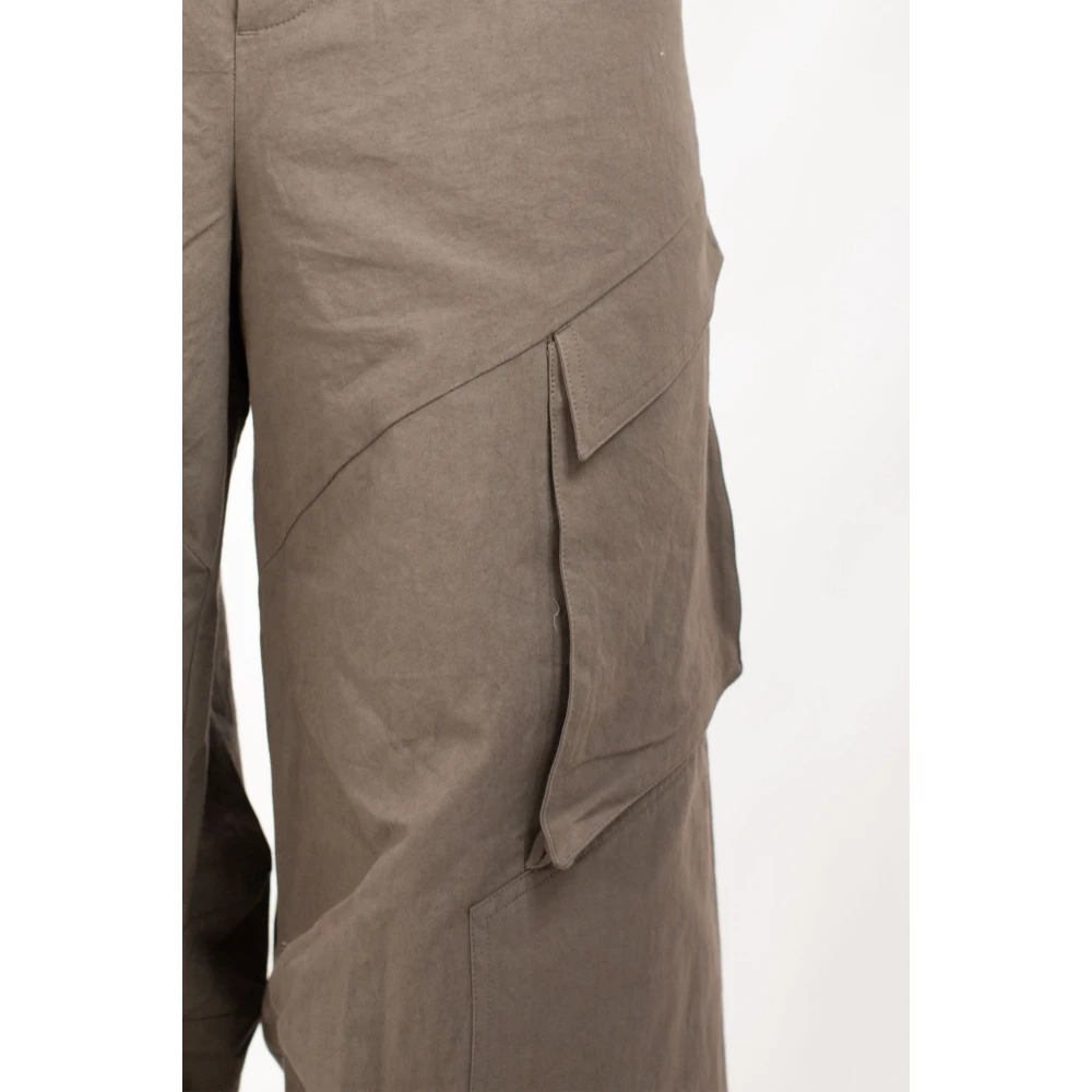 Heliot Emil Wijde Cargo Broek in Stoffig Groen Beige Heren